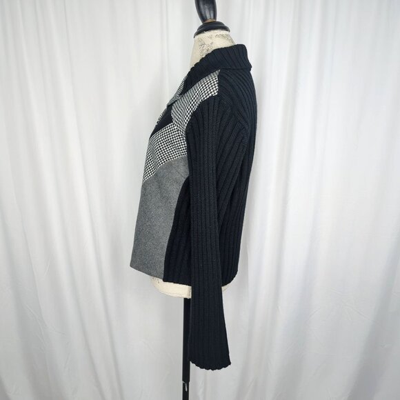 Vintage Austin Reed Cardigan Sweater Large Black Gray NWT - Picture 5 of 9